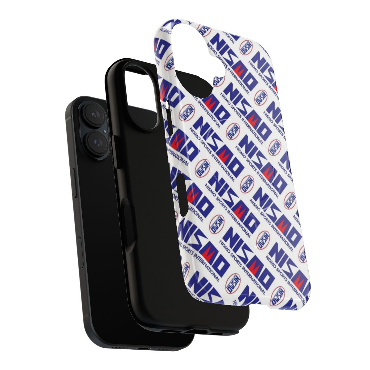 Tough magnetic phone case with classic NISMO-inspired box print design for Nissan enthusiasts. - Layers