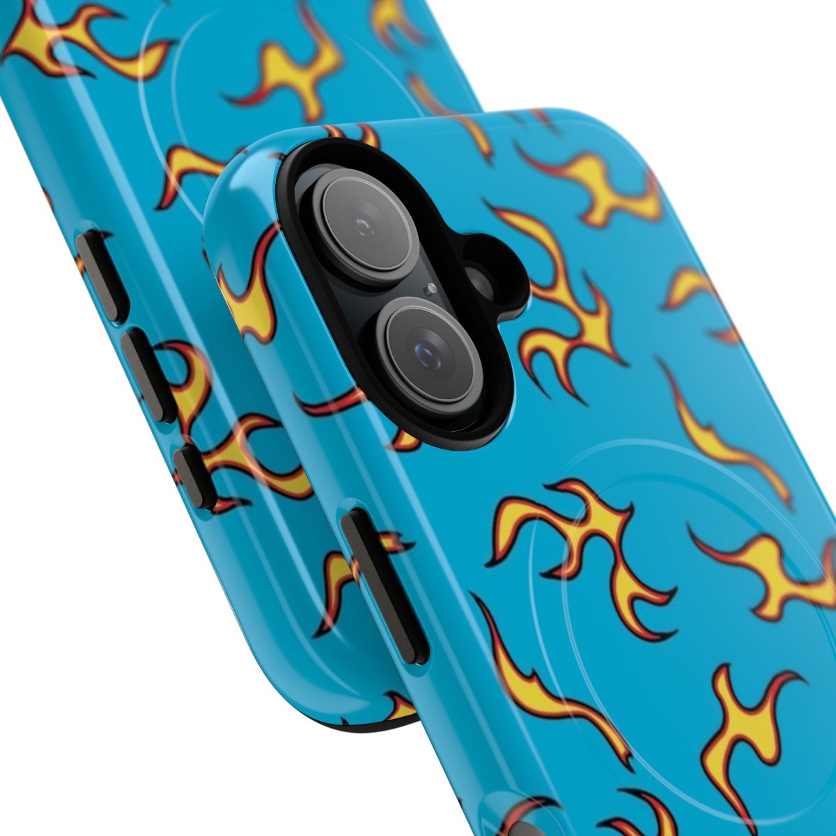 Flame-patterned magnetic tough phone case with a stylish, bold design - Detail