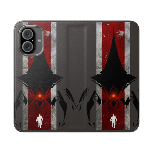 Customizable flip cover phone case with sci-fi inspired artwork and design