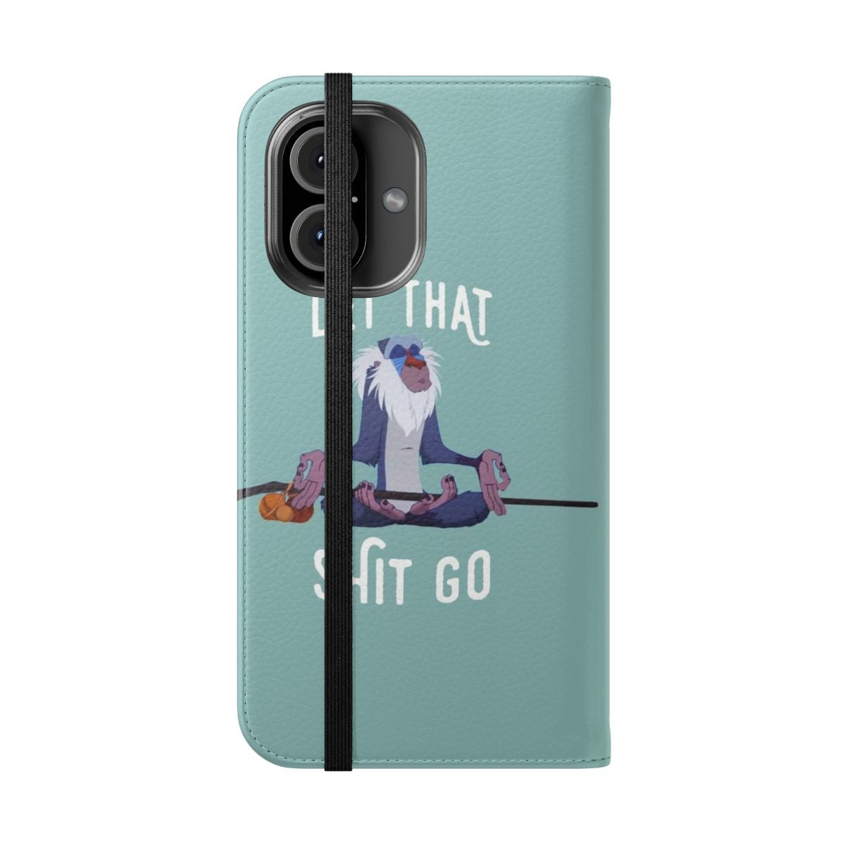 Inspirational phone case with "Let That Shit Go" quote and zen design - Folded Front