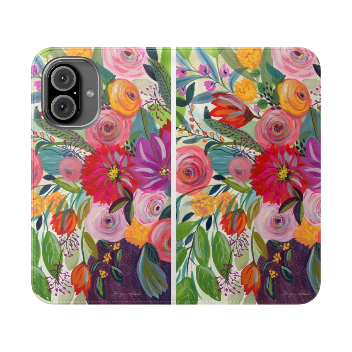 Colorful floral bouquet pattern on a phone case