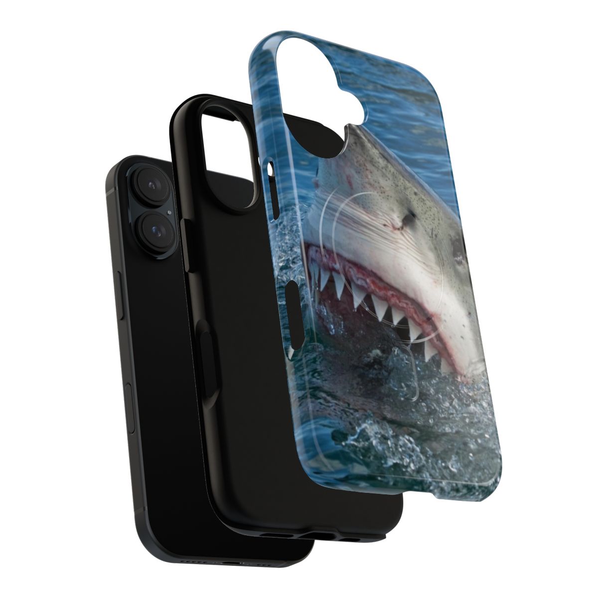 Tough magnetic iPhone case with fierce great white shark design - Layers